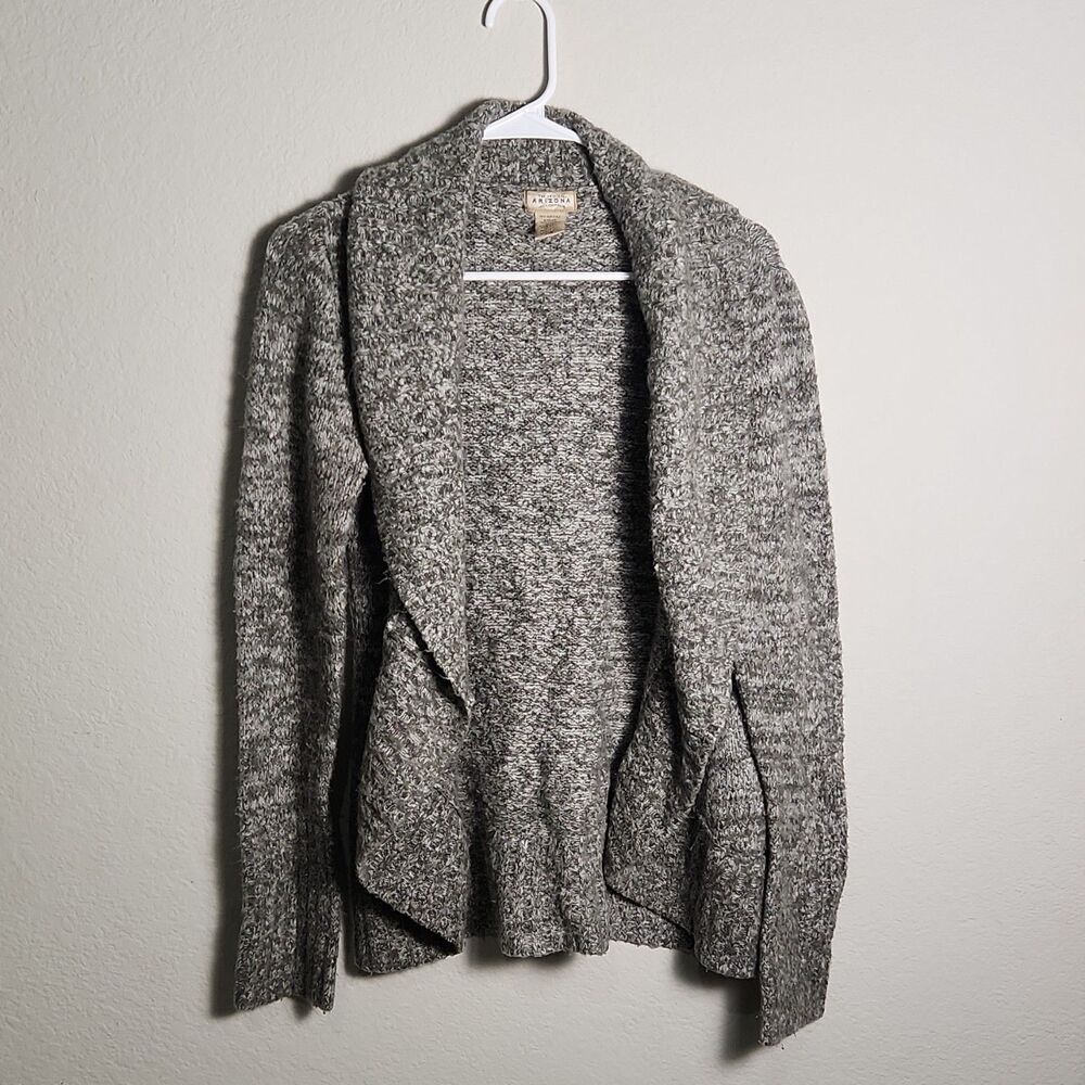 Arizona Jean Company Knit Cardigan Sweater Gray Button Shawl Collar Womens L